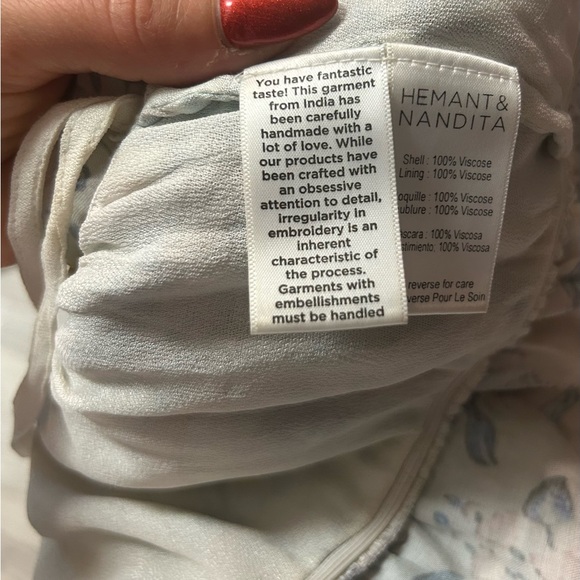 Hemant Nandita Anthropologie Women Floral Boho Top Sz M Cropped Multi Fairy - Picture 4 of 14